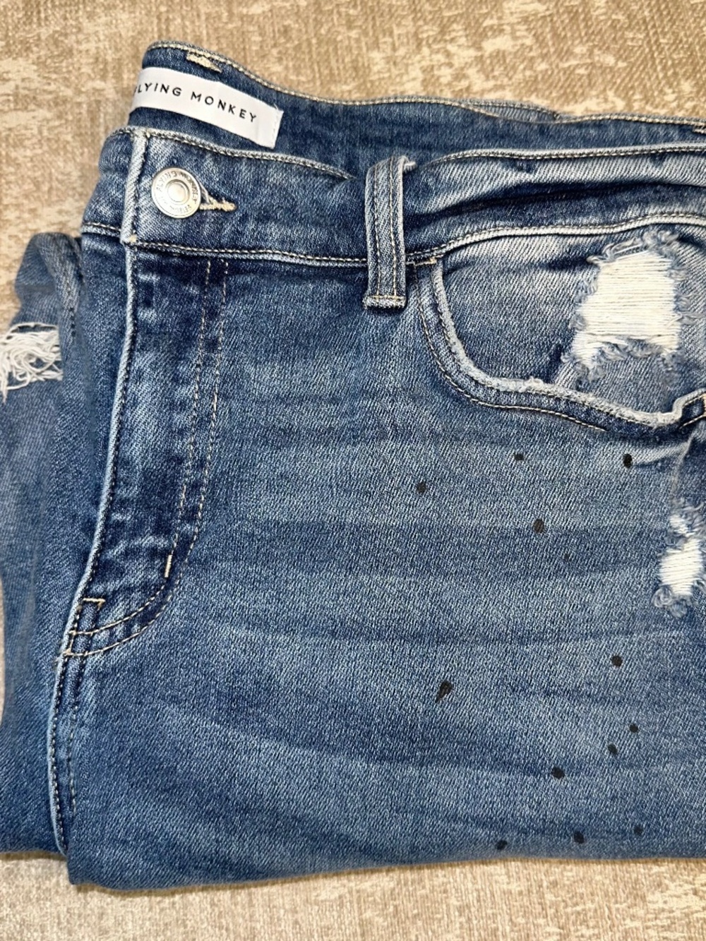 Flying Monkey Distressed paint splatter Jeans